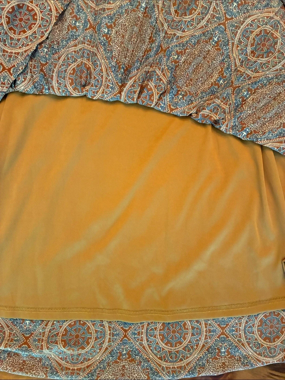 fab'rik Boho Medallion Maxi Skirt in Rust & Light Blue - Picture 3 of 3